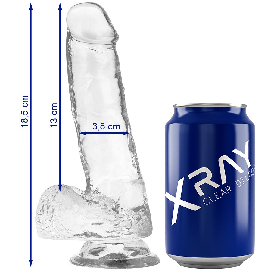 X RAY - CAZZO TRASPARENTE CON SFERE 18.5 CM -O- 3.8 CM X RAY