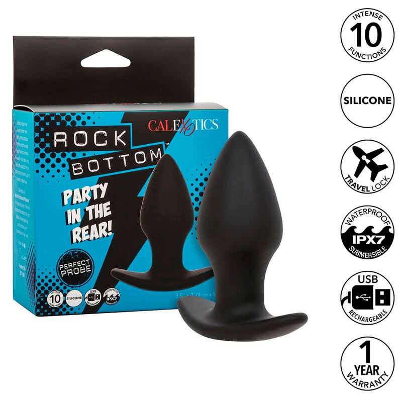 CALEXOTICS - ROCK BOTTOM PERFECT ANAL PLUG 10 VIBRAZIONI SILICONE NERO CALEXOTICS