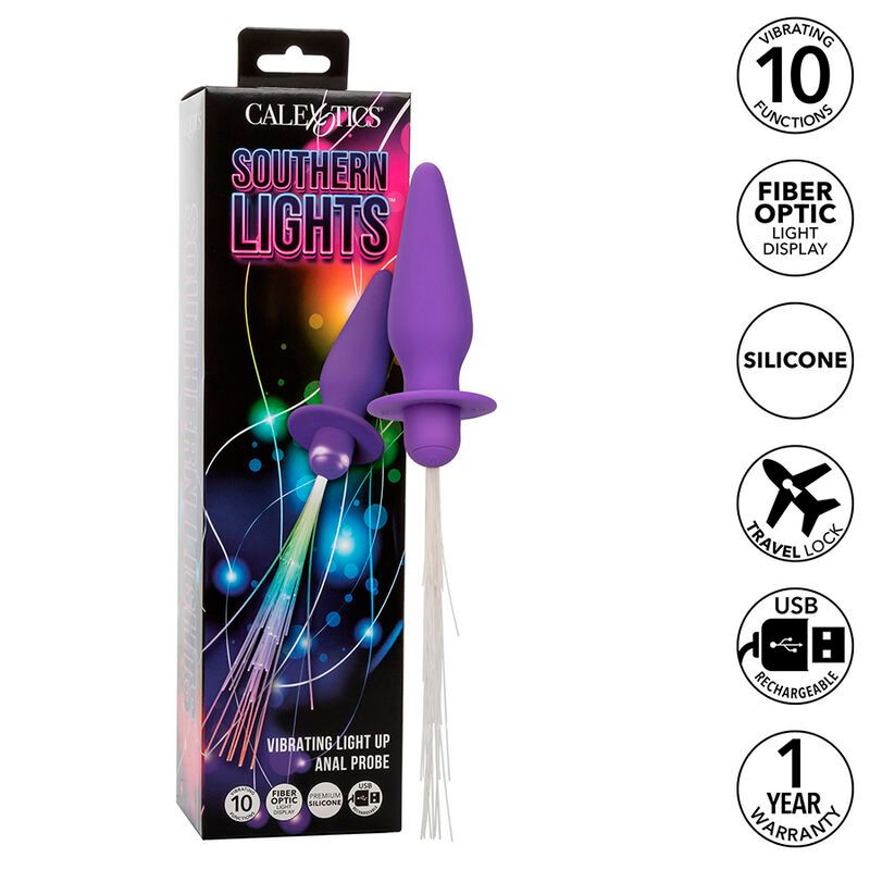CALEXOTICS - SOUTHERN LIGHTS LIGHT UP PLUG ANALE 10 VIBRAZIONI SILICONE VIOLA CALEXOTICS