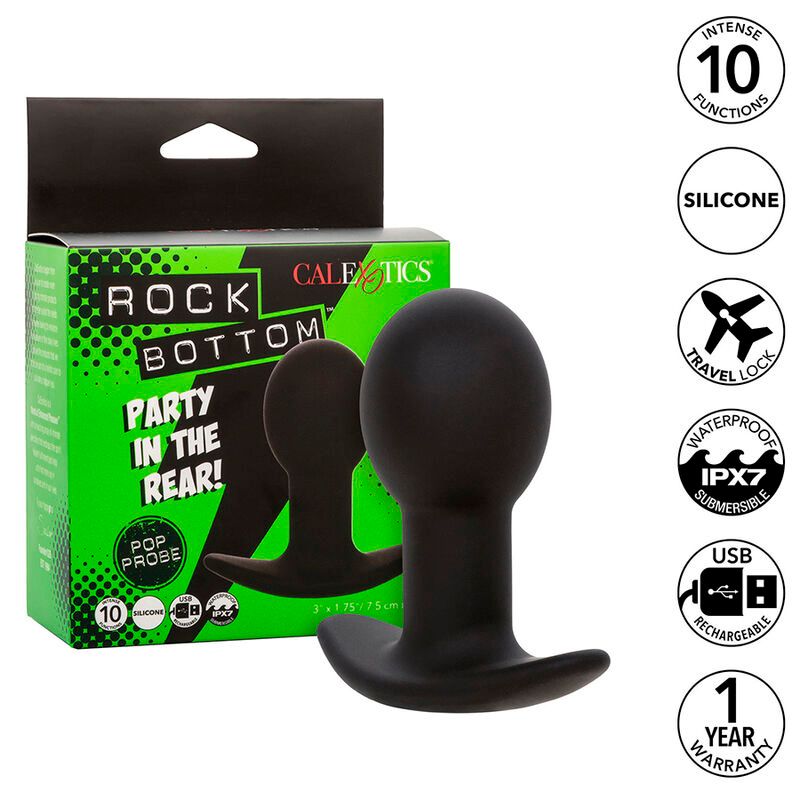 CALEXOTICS - ROCK BOTTOM ANAL PLUG 10 VIBRAZIONI SILICONE NERO CALEXOTICS