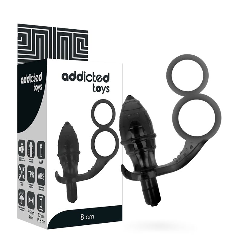 ADDICTED TOYS - PLUG ANALE CON DOPPIO ANELLO NERO ADDICTED TOYS