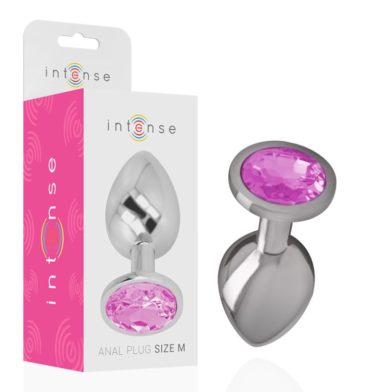 INTENSE - PLUG ANALE IN METALLO ALLUMINIO CON CRISTALLO ROSA TAGLIA M INTENSE ANAL TOYS