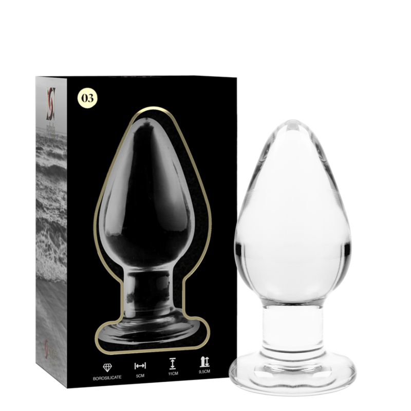 NEBULA SERIES BY IBIZA - MODELLO 3 PLUG ANALE VETRO BOROSILICATO TRASPARENTE 11 CM -O- 5 CM NEBULA SERIES BY IBIZA