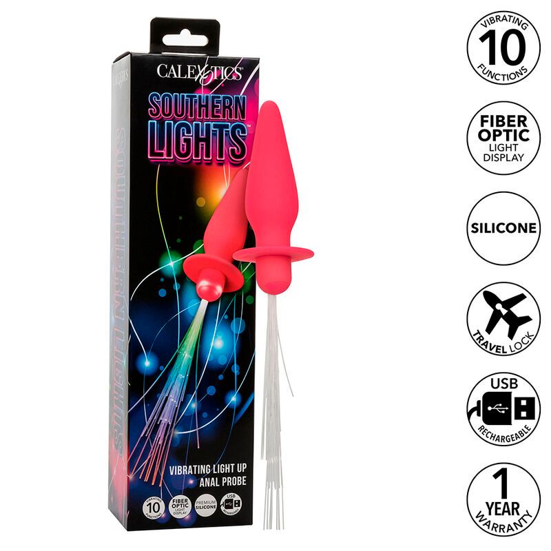 CALEXOTICS - SOUTHERN LIGHTS LIGHT UP PLUG ANALE 10 VIBRAZIONI SILICONE ROSA CALEXOTICS