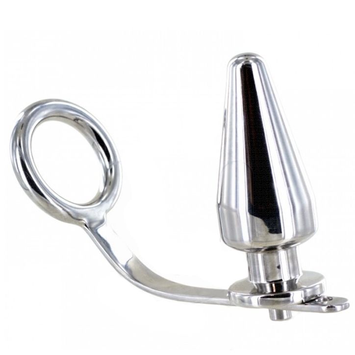 METAL HARD - ANELLO IN ACCIAIO DURO CON TAPPO ANALE 80 X 55 MM METAL HARD