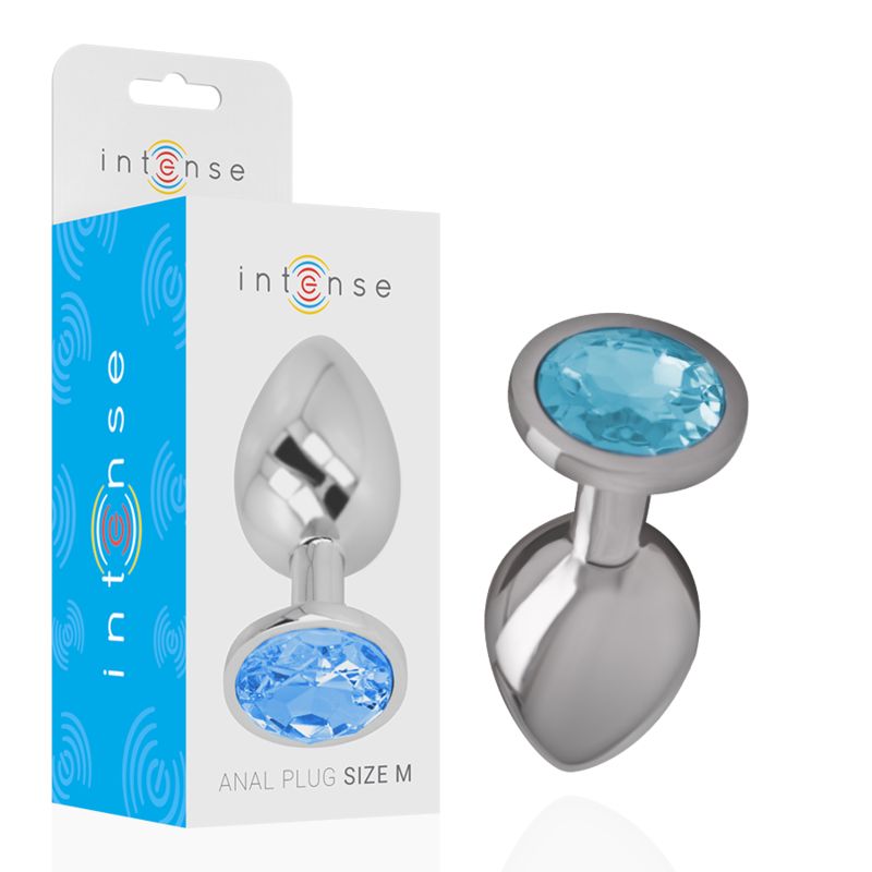 INTENSE - PLUG ANALE IN METALLO ALLUMINIO CON VETRO BLU TAGLIA M INTENSE ANAL TOYS