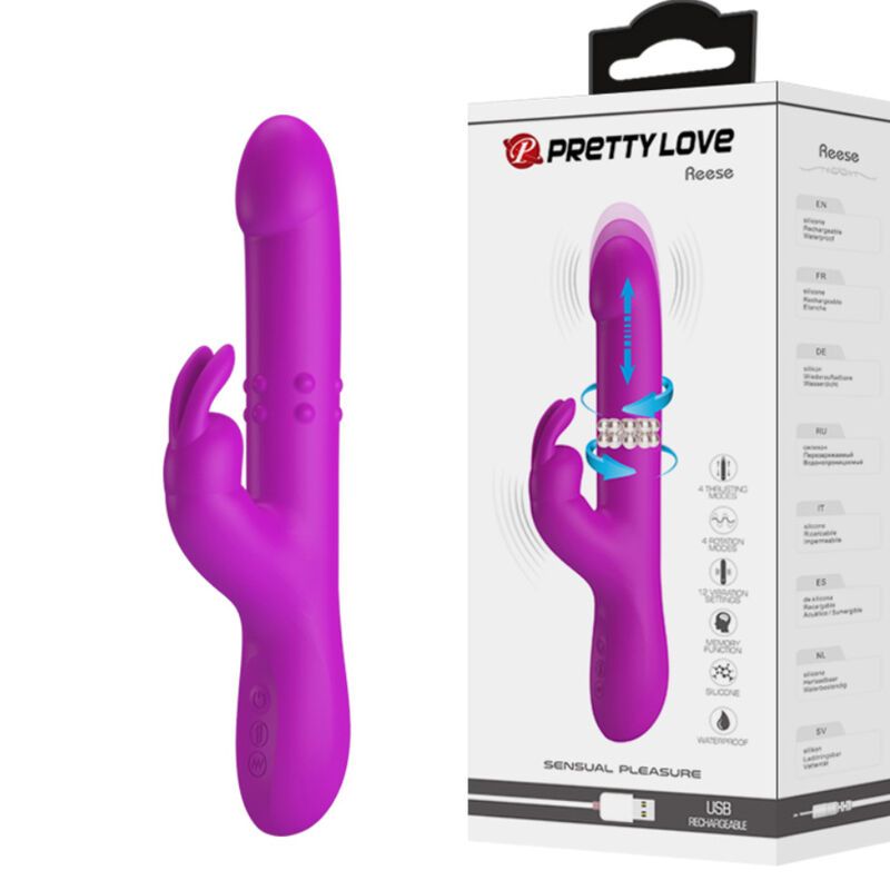 PRETTY LOVE - VIBRATORE REESE CON ROTAZIONE VIOLA HIGH TECH