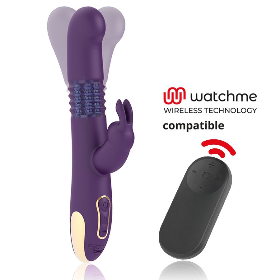 TREASURE - BASTIAN VIBRATORE RABBIT UP &amp; DOWN ROTATORE E VIBRATORE + TELECOMANDO WATCHME TREASURE