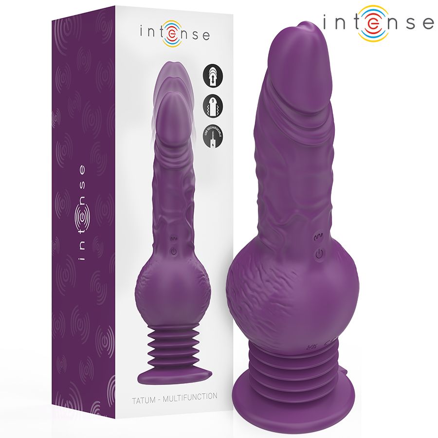 INTENSE - VIBRATORE MULTIFUNZIONE TATUM CON VIBRAZIONE SU E GIÙ 24 CM VIOLA INTENSE HIGH TECH
