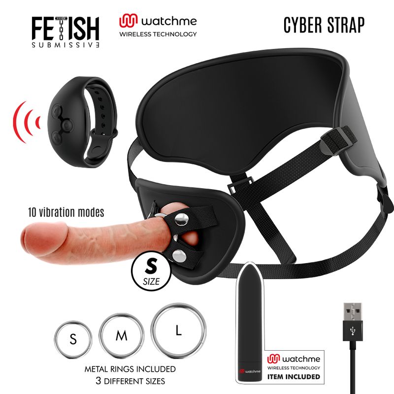 FETISH SUBMISSIVE CYBER STRAP - IMBRAGATURA CON DILDO E TELECOMANDO BULLET TECNOLOGIA WATCHME S FETISH SUBMISSIVE