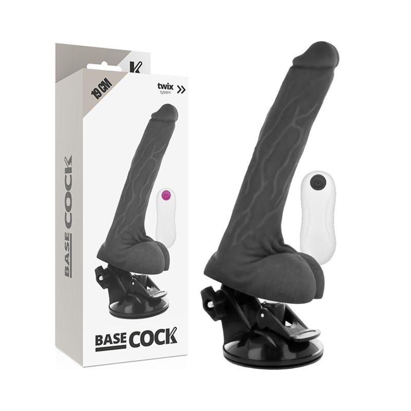 BASECOCK - VIBRATORE REALISTICO TELECOMANDO NERO 19 CM -O- 4 CM BASECOCK