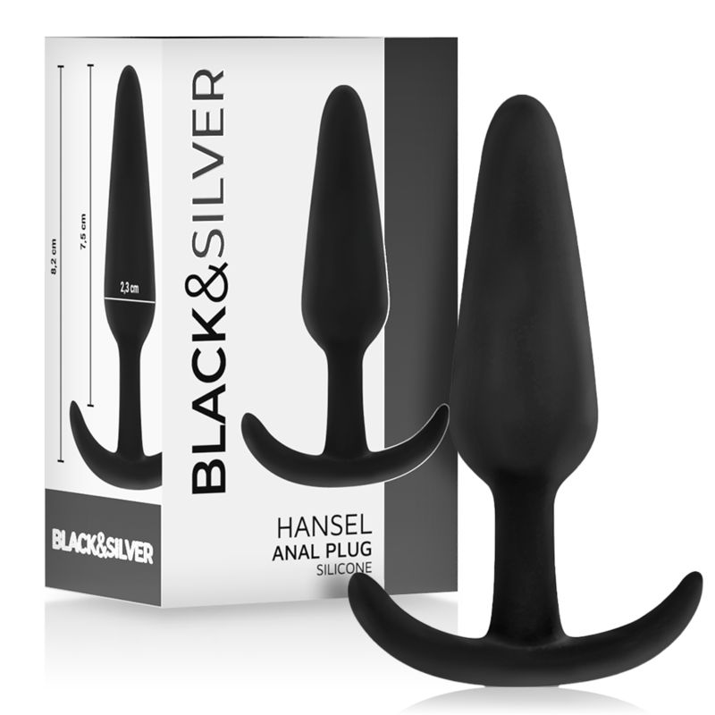 BLACK&amp;SILVER - PLUG ANALE IN SILICONE HANSEL CON MANIGLIA PICCOLO BLACK&amp;SILVER