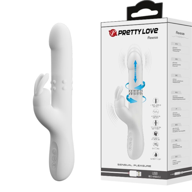 PRETTY LOVE - VIBRATORE REESE CON ROTAZIONE ARGENTO HIGH TECH