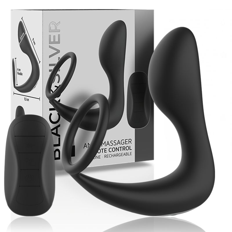 BLACK&amp;SILVER - MASSAGGIATORE ANALE CON TELECOMANDO RICARICABILE IN SILICONE NERO BLACK&amp;SILVER