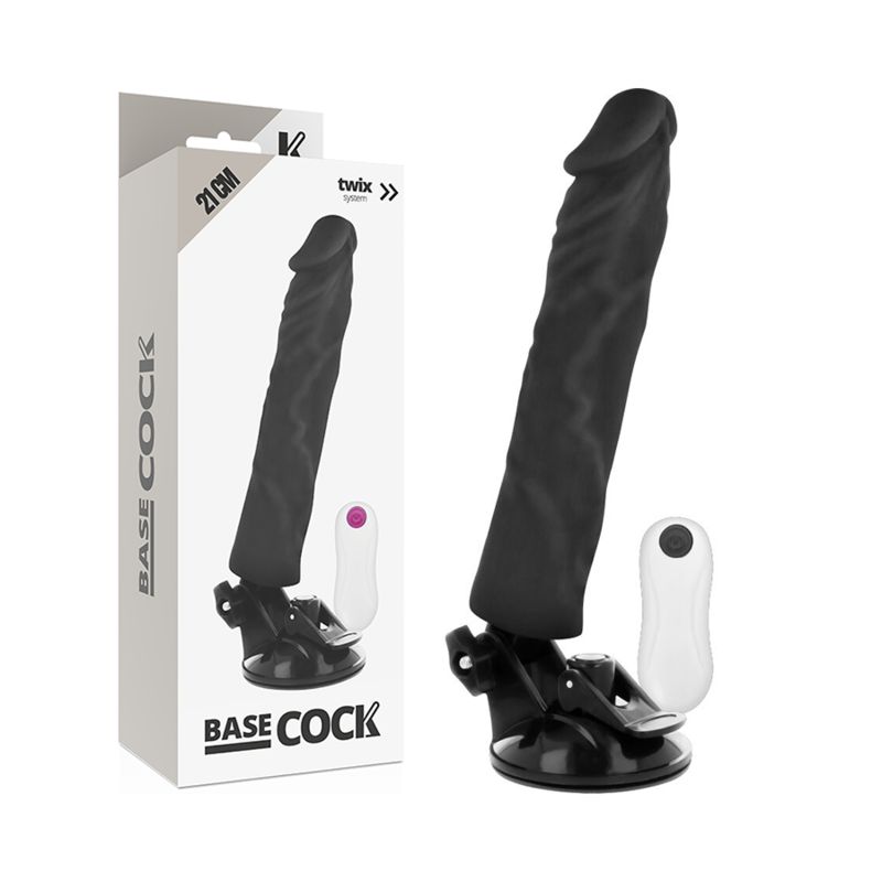 BASECOCK - VIBRATORE REALISTICO TELECOMANDO NERO 21 CM -O- 4 CM BASECOCK