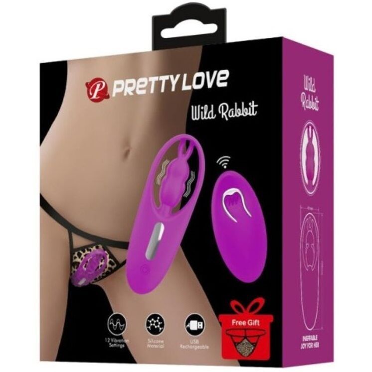 PRETTY LOVE - STIMOLATORE PER MUTANDINE CON TELECOMANDO WILD RABBIT LILLA REMOTE CONTROL