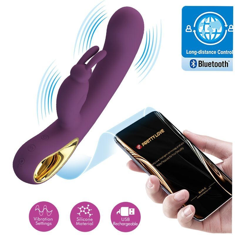 PRETTY LOVE - LIAM VIBRATORE RABBIT E STIMOLATORE DEL PUNTO G VIOLA APP SERIES