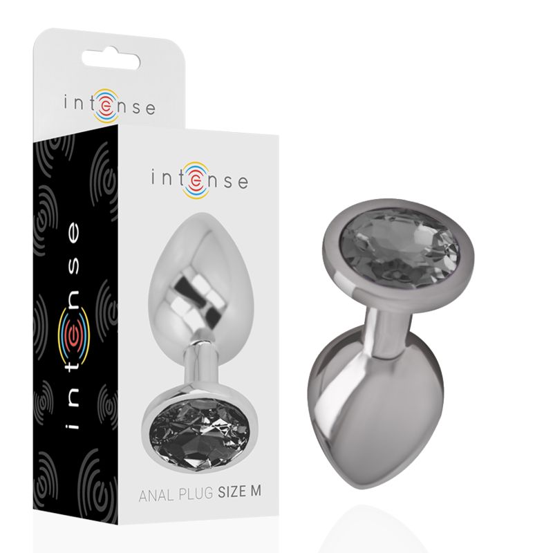 INTENSE - PLUG ANALE IN METALLO ALLUMINIO CON VETRO NERO TAGLIA M INTENSE ANAL TOYS