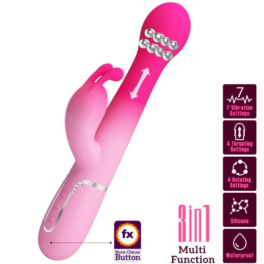 PRETTY LOVE - DEJON 3 IN 1 MULTIFUNZIONE VIBRATORE CONIGLIO ROSA HIGH TECH
