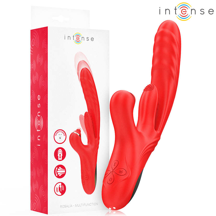 INTENSE - VIBRATORE MULTIFUNZIONE ROSALIA 3 IN 1 ROSSO INTENSE HIGH TECH