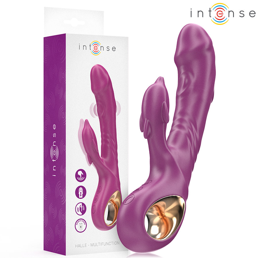 INTENSE - VIBRATORE MULTIFUNZIONE HALLE CON LINGUA STIMOLANTE A DELFINO VIOLA INTENSE HIGH TECH