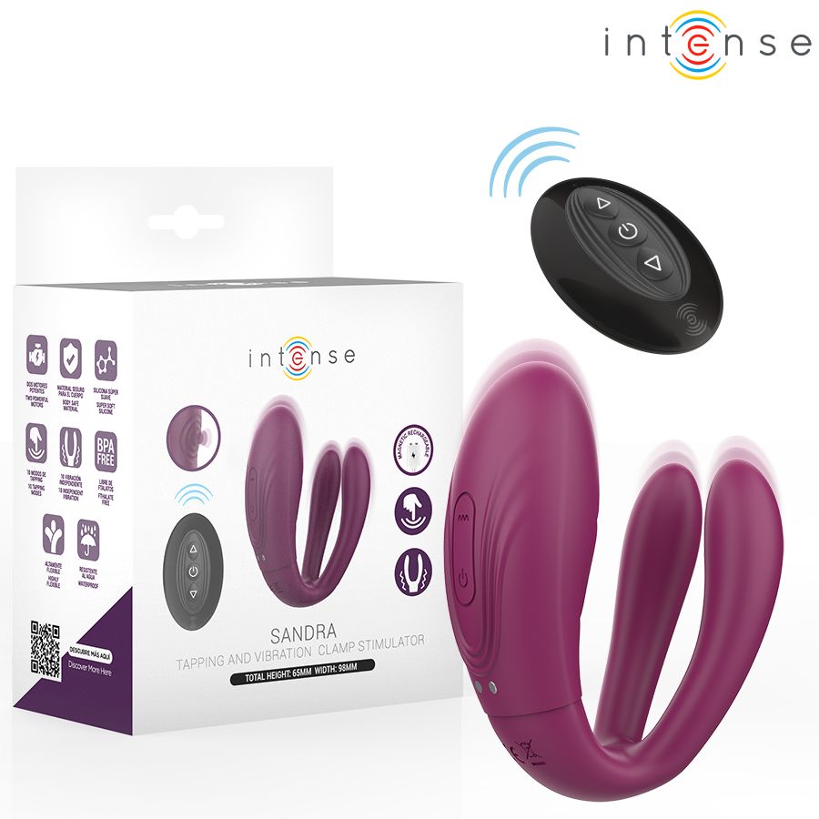 INTENSE - STIMOLATORE A MORSETTO CON VIBRAZIONE E TAPPING SANDRA CON TELECOMANDO INTENSE REMOTE CONTROL