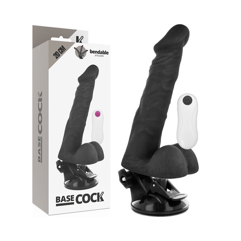 BASECOCK - VIBRATORE ARTICOLABILE TELECOMANDO NERO 20 CM -O- 4.5 CM BASECOCK