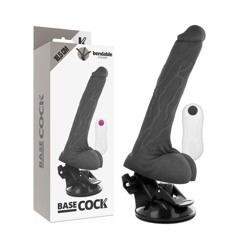 BASECOCK - VIBRATORE ARTICOLABILE TELECOMANDO NERO 18.5 CM -O- 4 CM BASECOCK