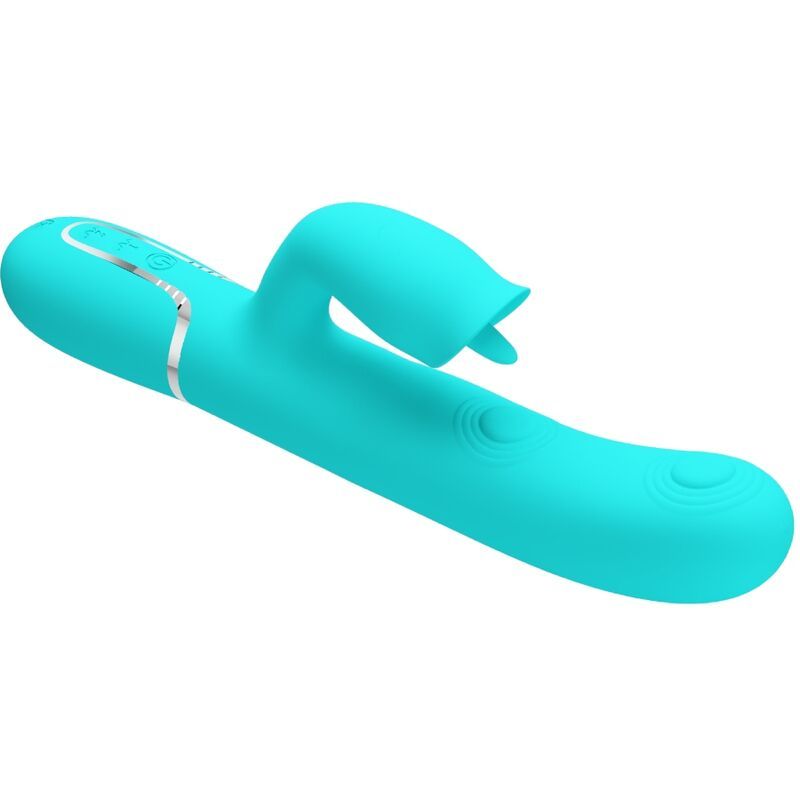 PRETTY LOVE - VIBRATORE CONIGLIO CON LECCATURA VERDE ACQUA HIGH TECH