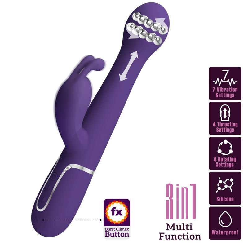PRETTY LOVE - DEJON VIBRATORE RABBIT 3 IN 1 MULTIFUNZIONE VIOLA HIGH TECH