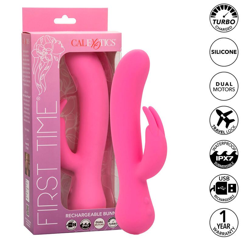 CALEXOTICS - FIRST TIME VIBRATORE CONIGLIO RICARICABILE ROSA CALEXOTICS