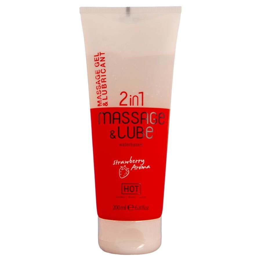 HOT - MASSAGE &amp; GLIDE GEL 2IN1 FRAGOLA 200 ML HOT