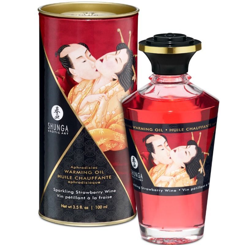 SHUNGA - OLIO DA MASSAGGIO EFFETTO CALORE FRAGOLE E CAVA 100 ML SHUNGA OILS