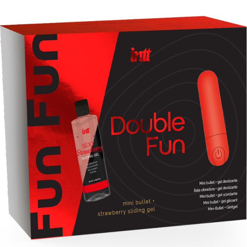 INTT RELEASES - KIT DOPPIO DIVERTIMENTO CON BULLET VIBRANTE E GEL DA MASSAGGIO ALLA FRAGOLA INTT RELEASES