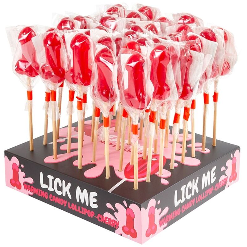 SECRETPLAY - LECCA-LECCA A FORMA DI PENE DI CARAMELLE ALLA CILIEGIA CON EFFETTO CALORE PICCANTE (40 UNITÀ) SECRETPLAY COSMETIC