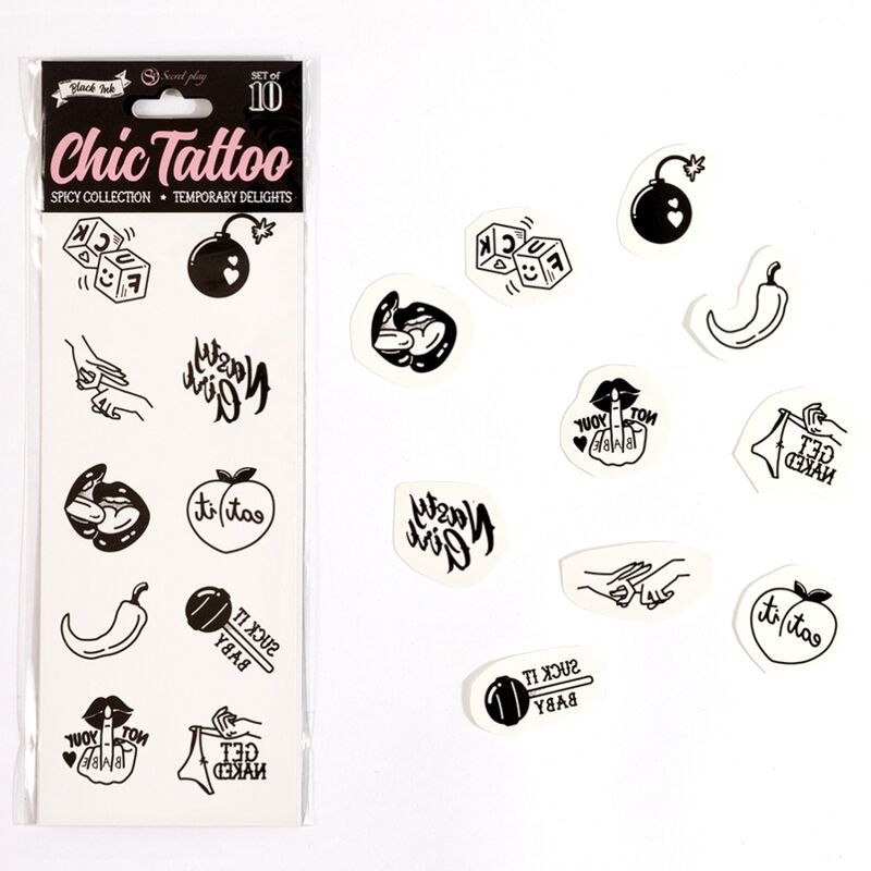 SECRET PLAY - SET DI 10 TATUAGGI TEMPORANEI DELLA COLLEZIONE SPICY SECRETPLAY