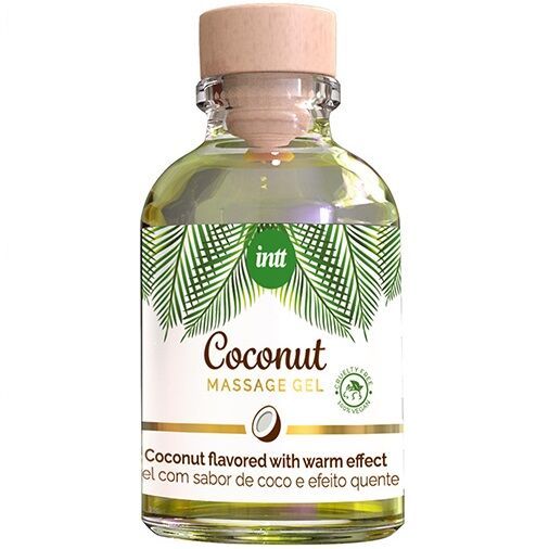 INTT - GEL DA MASSAGGIO VEGANO AL GUSTO DI COCCO ED EFFETTO RISCALDANTE INTT VEGAN LINE
