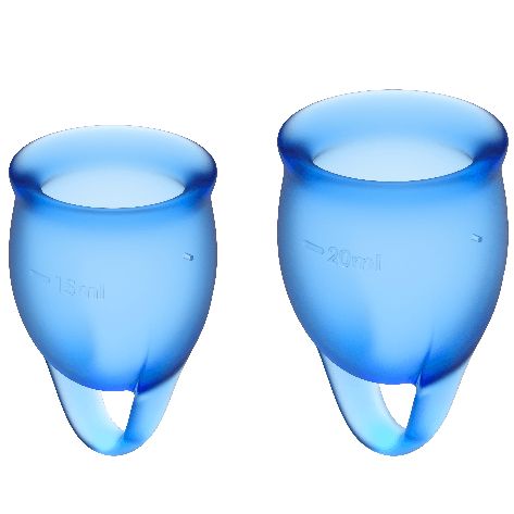 SATISFYER - FEEL CONFIDENT COPPA MESTRUALE BLU SCURO 15 + 20 ML SATISFYER MENSTRUAL CUPS