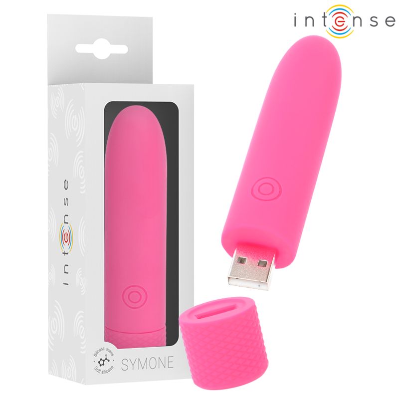 INTENSE - SYMONE USB RICARICABILE VIBRANTE BULLET 8 VIBRAZIONI ROSA 10 X 2,2 CM INTENSE FUN TOYS