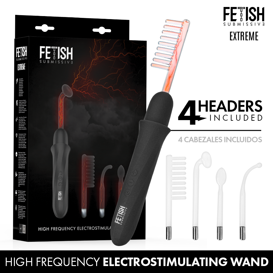 FETISH SUBMISSIVE - VIBRADOR WAND ELECTROESTIMULACIÓN ALTA FRECUENCIA FETISH SUBMISSIVE EXTREME