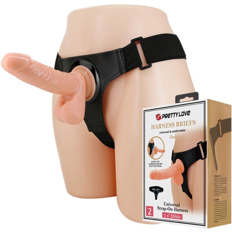 PRETTY LOVE - IMBRAGATURA SLIP UNIVERSALE CON DILDO TOM 20 CM NATURALE HARNESS COLLECTION