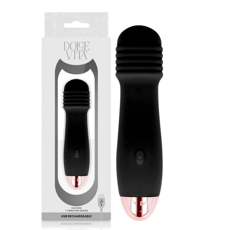 DOLCE VITA - VIBRATORE RICARICABILE TRE NERO A 7 VELOCITÀ DOLCE VITA