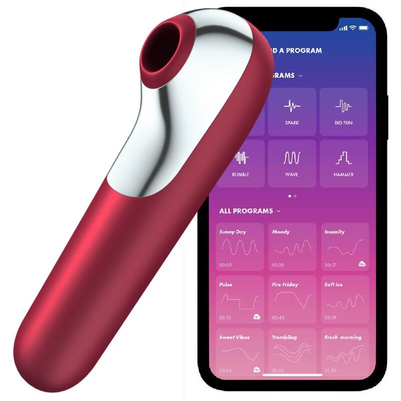 SATISFYER - VIBRATORE E VENTOSA DUAL LOVE CON ARIA PULSATA ROSSO SATISFYER CONNECT