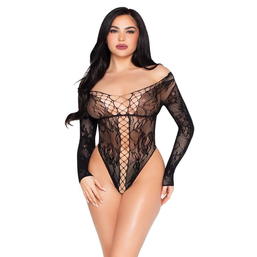 LEG AVENUE - 89370 TEDDY IN RETE E PIZZO NERO - TAGLIA UNICA LEG AVENUE KINK