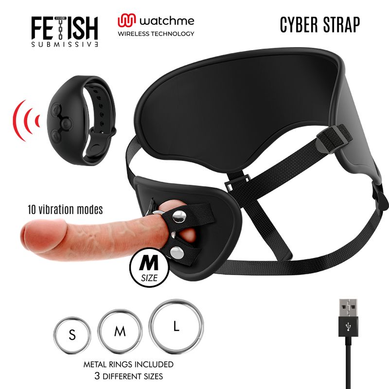 FETISH SUBMISSIVE CYBER STRAP - IMBRAGATURA CON TELECOMANDO TECNOLOGIA DILDO WATCHME M FETISH SUBMISSIVE CYBER STRAP