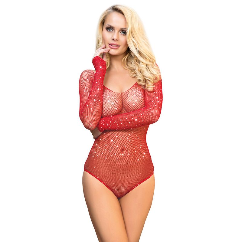 SUBBLIME - 952303 BODY LUCIDO CON SPALLE SCOPERTE MANICA LUNGA ROSSO TAGLIA UNICA SUBBLIME BODIES
