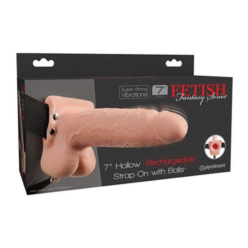 FETISH FANTASY SERIES - STRAP-ON VIBRANTE CAVO REALISTICO CON SFERE DA 17,8 CM FETISH FANTASY SERIES
