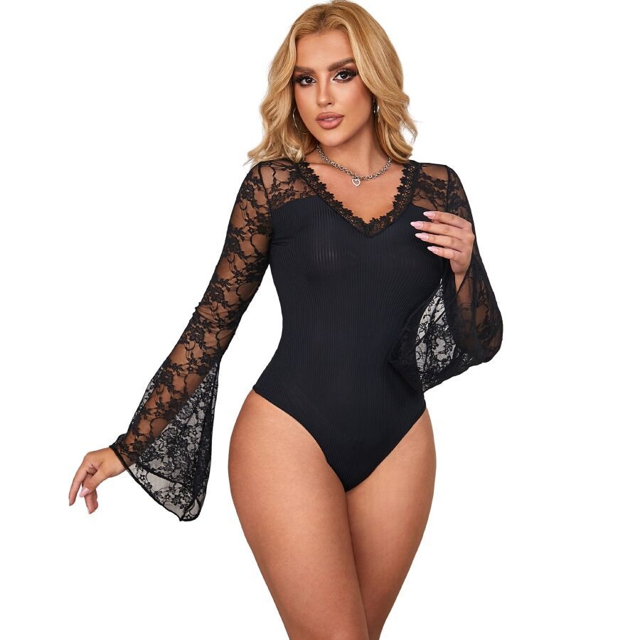 SUBBLIME - TEDDY ORECCHINO CON MOTIVO FLOREALE S / M SUBBLIME BODIES