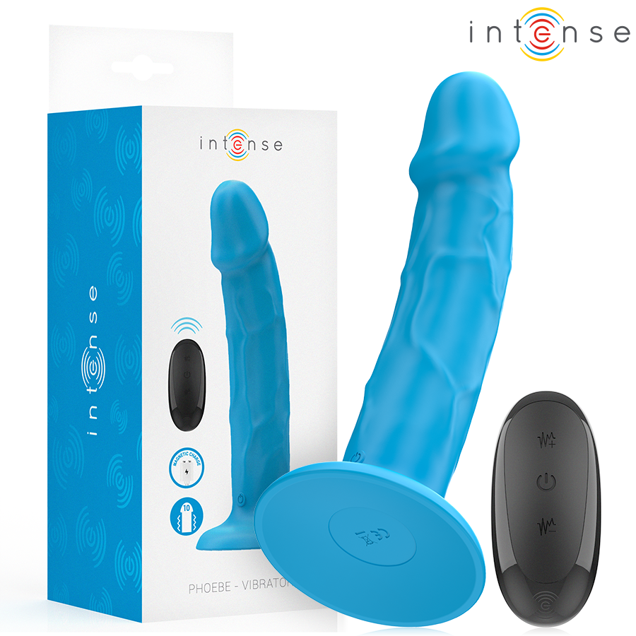 INTENSE - PHOEBE VIBRATORE REALISTICO 10 VIBRAZIONI TELECOMANDO BLU INTENSE REMOTE CONTROL