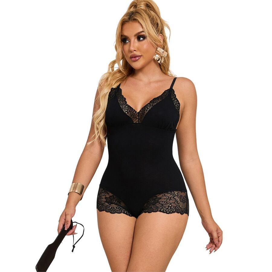 SUBBLIME - ORSACCHIOTTO CON DETTAGLI IN PIZZO FLOREALE NERO L/XL SUBBLIME BODIES